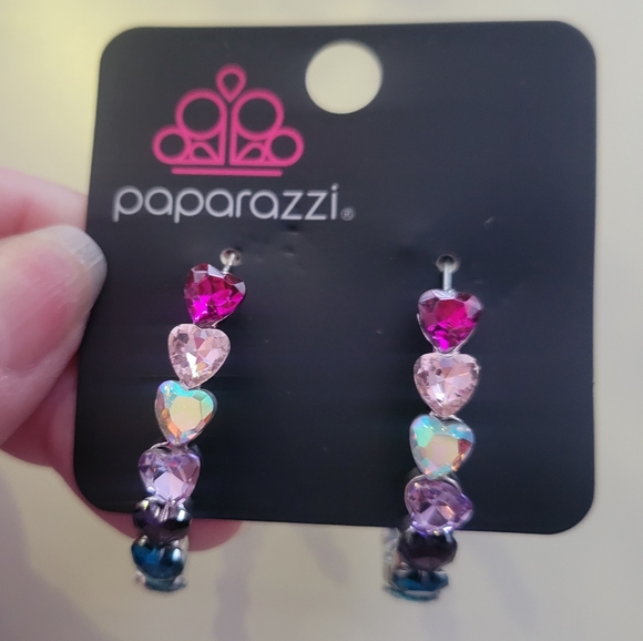 paparazzi Jewelry - Paparazzi Multicolor Heart Hoop Earrings